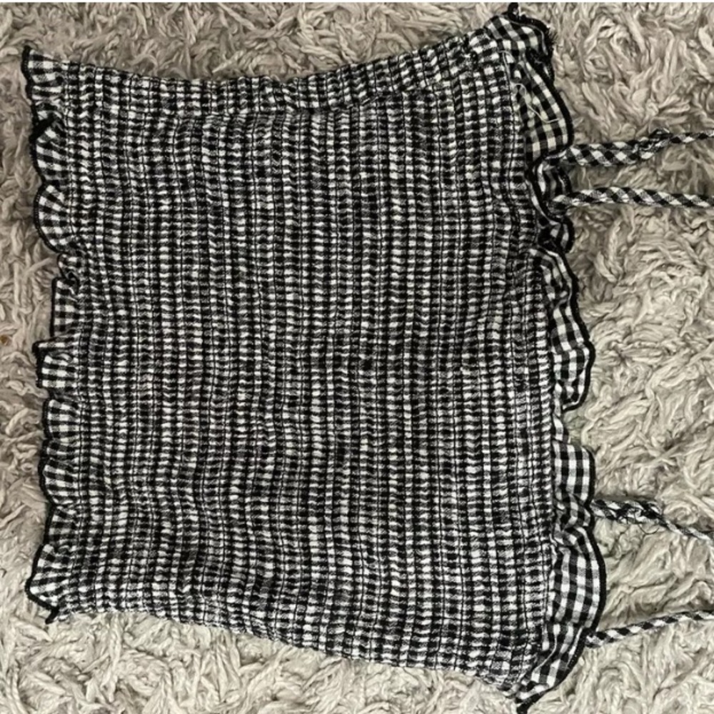 Scrunched Checkered Tank Top
